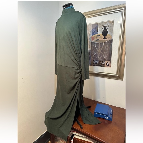 Studio Park x Shawn Killinger Green Stretch Long Sleeves Mock-Neck Dress Sz XLP - Picture 2 of 7